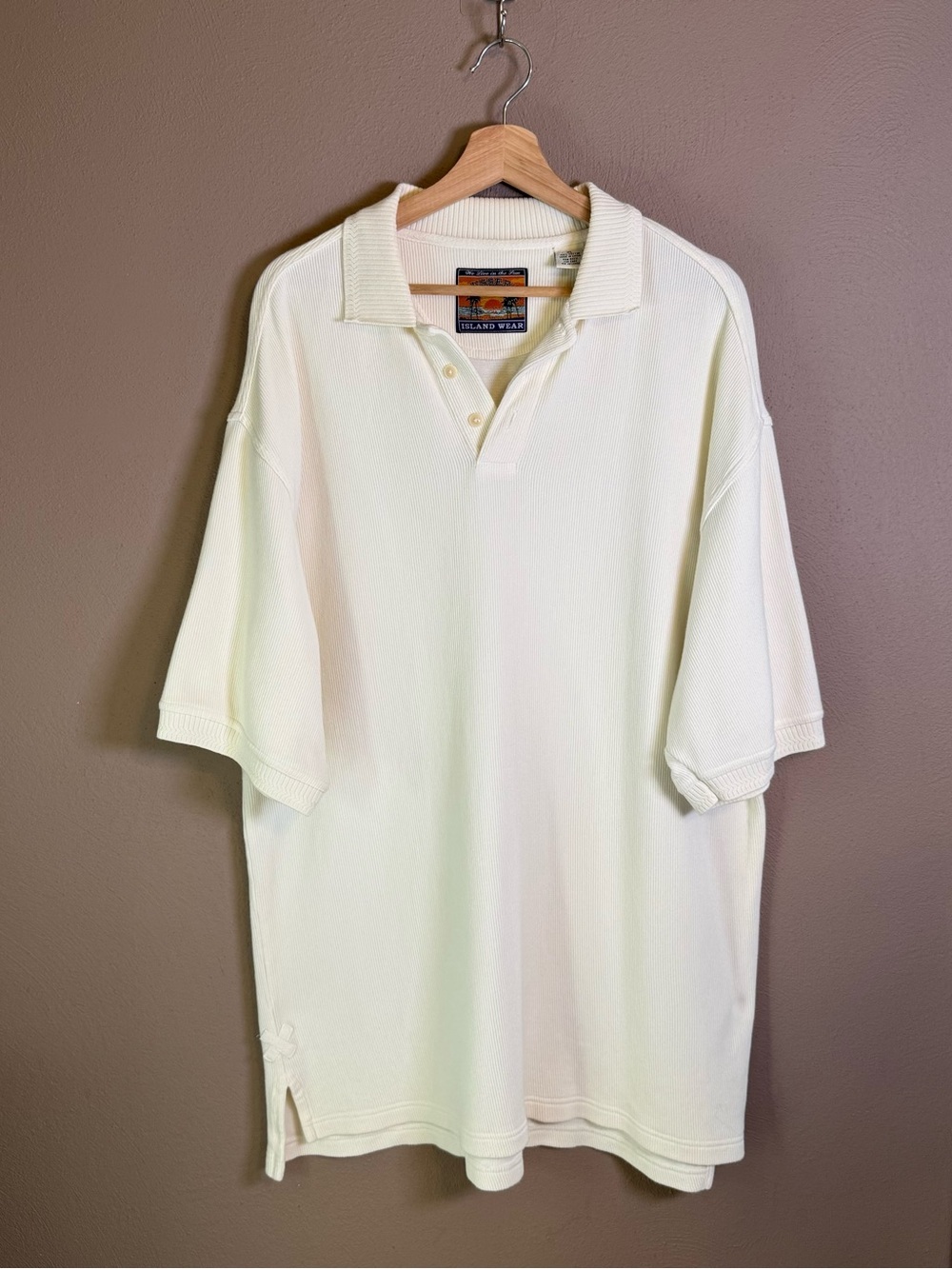 Pussers West Indies Island Wear Ribbed Ivory 100% Cotton Polo Shirt Mens Size XL